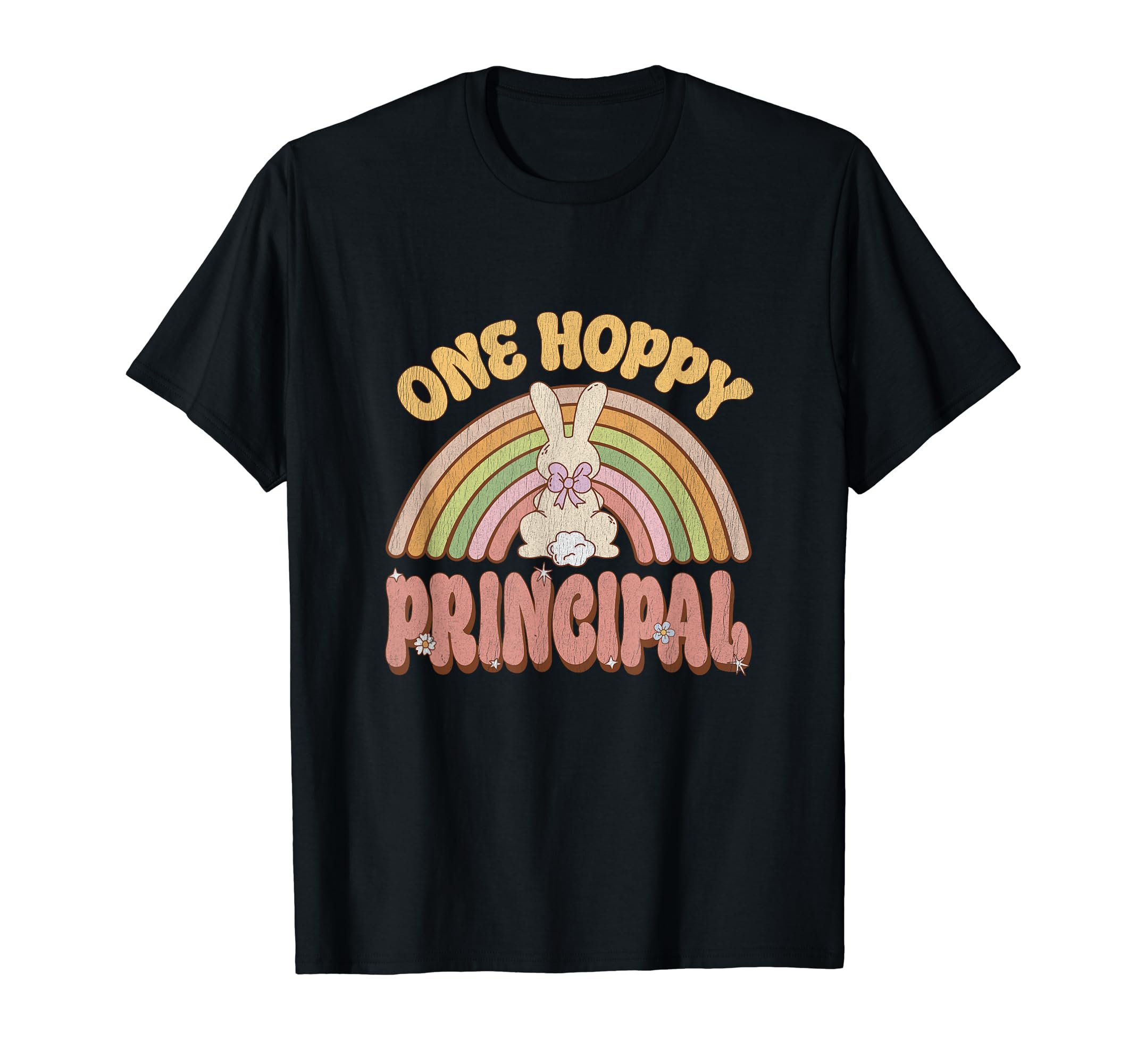 One Hoppy Principal Bunny Easter Rainbow T-Shirt - Trendy Graphic Men Women - T-Shirt, Sweatshirt, Hoodie