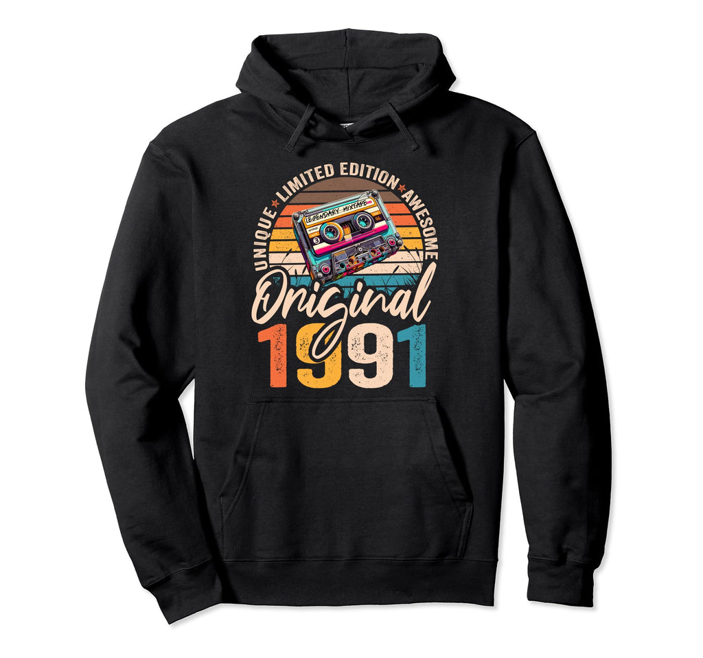 1991 33Rd Birthday Cassette Tape 1991 Hoodie - Aesthetic Graphic Unisex - T-Shirt, Sweatshirt, Hoodie