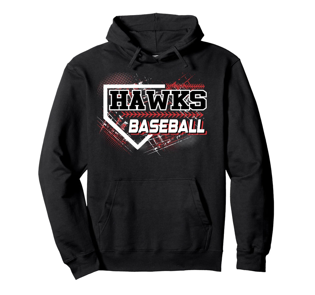 Hawks Baseball Home Plate Red Hawk Pride Hoodie - Trendy Graphic Unisex - T-Shirt, Sweatshirt, Hoodie