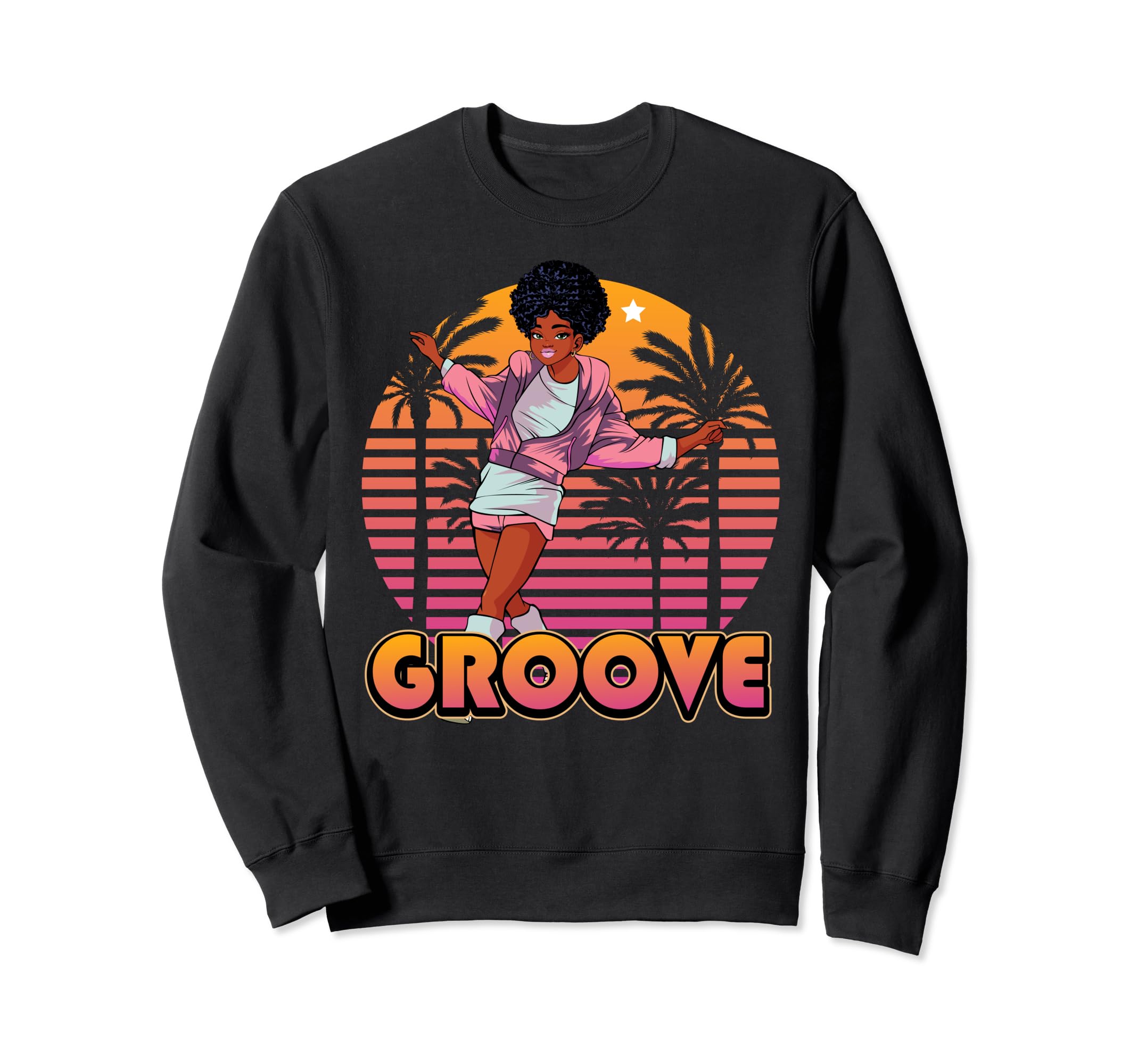 Afro Groove Roller Skate 80S 70S Disco Sweatshirt - Trendy Graphic Unisex - T-Shirt, Sweatshirt, Hoodie