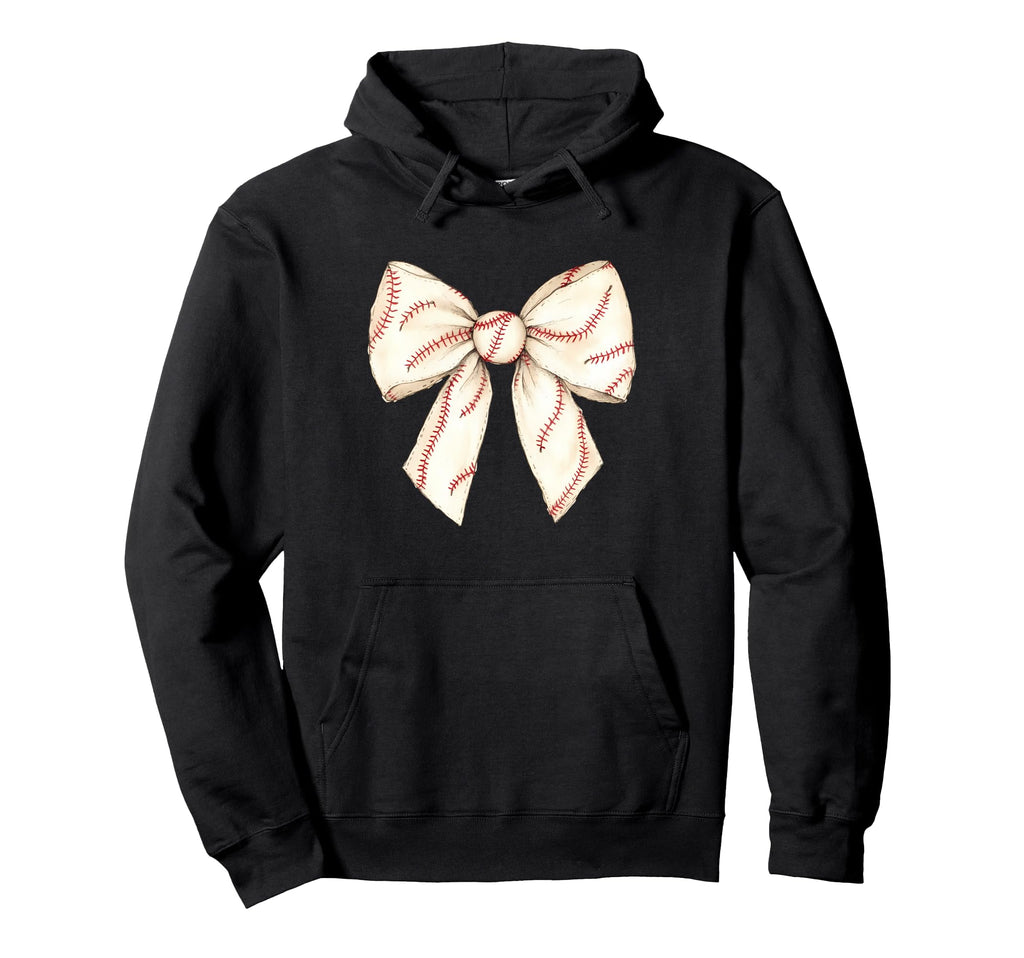 Baseball Coquette Bow Baseball Mom Hoodie - Casual Everyday Wear Men Women - T-Shirt, Sweatshirt, Hoodie