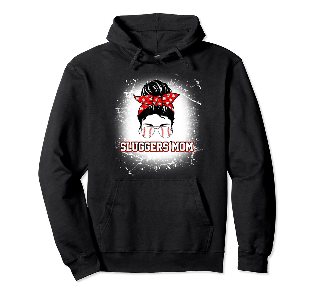 Baseball Sluggers Mom Messy Bun Mothers Hoodie - Streetwear Style Unisex - T-Shirt, Sweatshirt, Hoodie