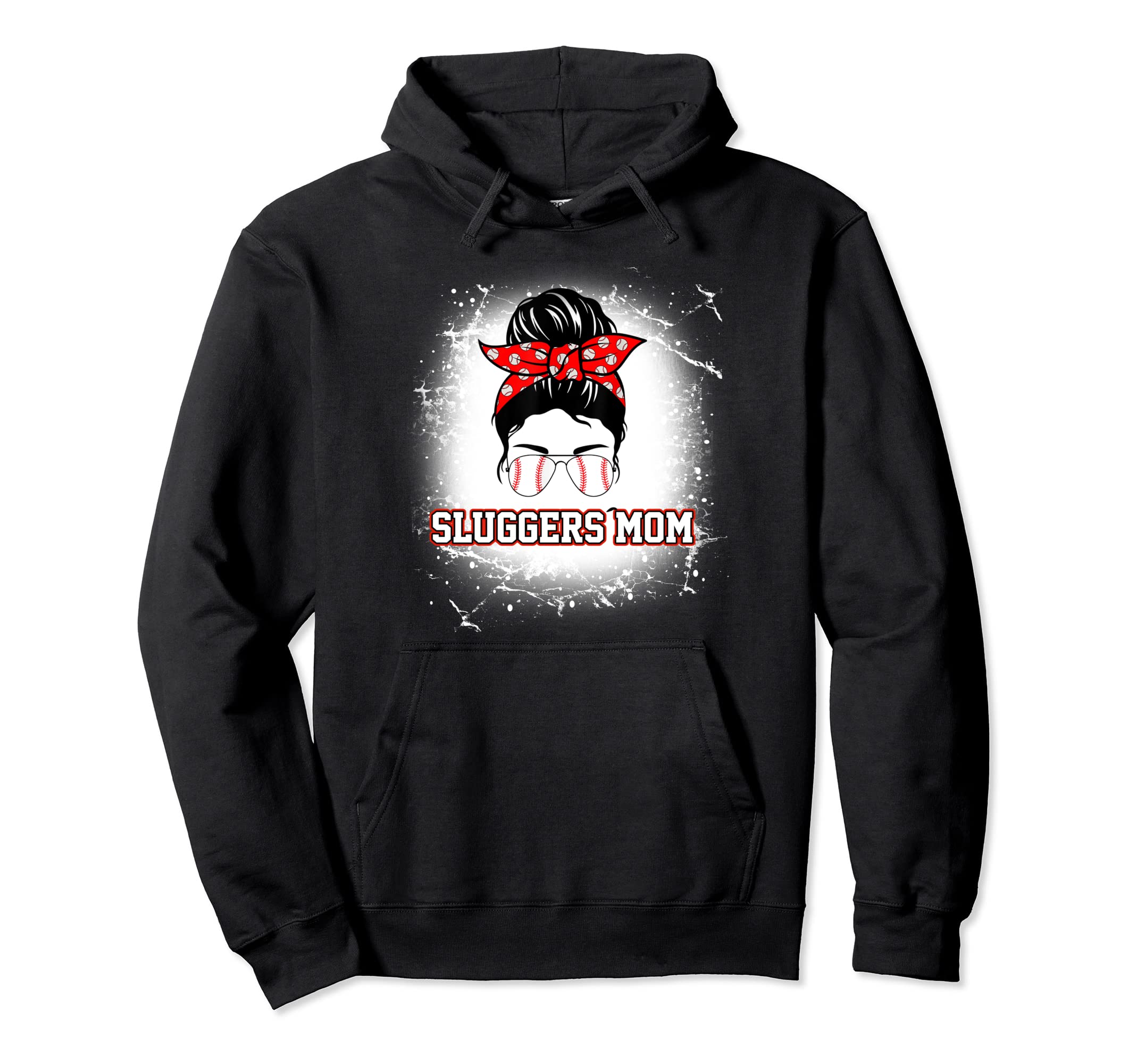 Baseball Sluggers Mom Messy Bun Mothers Hoodie - Streetwear Style Unisex - T-Shirt, Sweatshirt, Hoodie