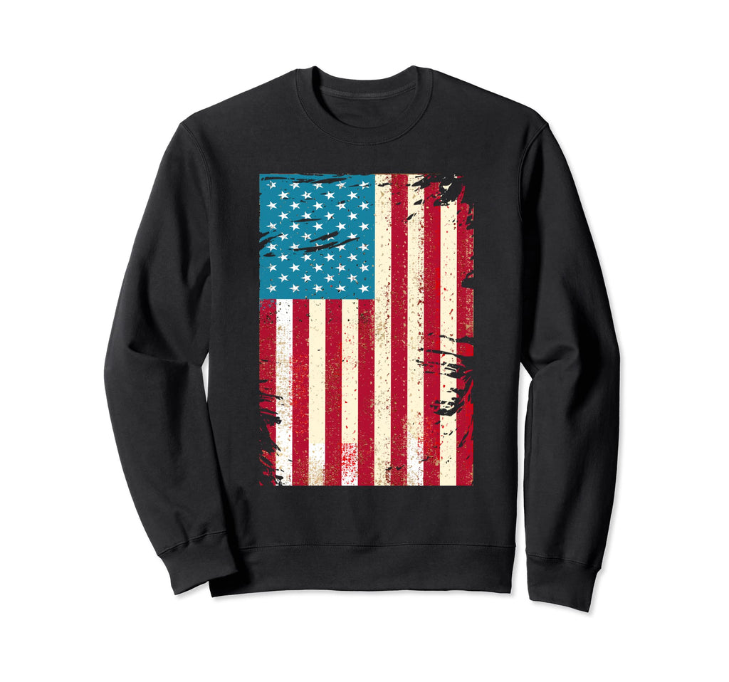4Th July Usa Flag Distressed American Sweatshirt - Streetwear Style Unisex - T-Shirt, Sweatshirt, Hoodie