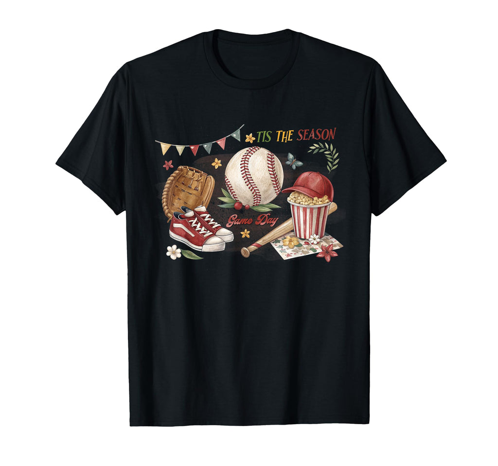 Tis Season Baseball Gameday Cheer Mom T-Shirt - Minimalist Print Men Women - T-Shirt, Sweatshirt, Hoodie