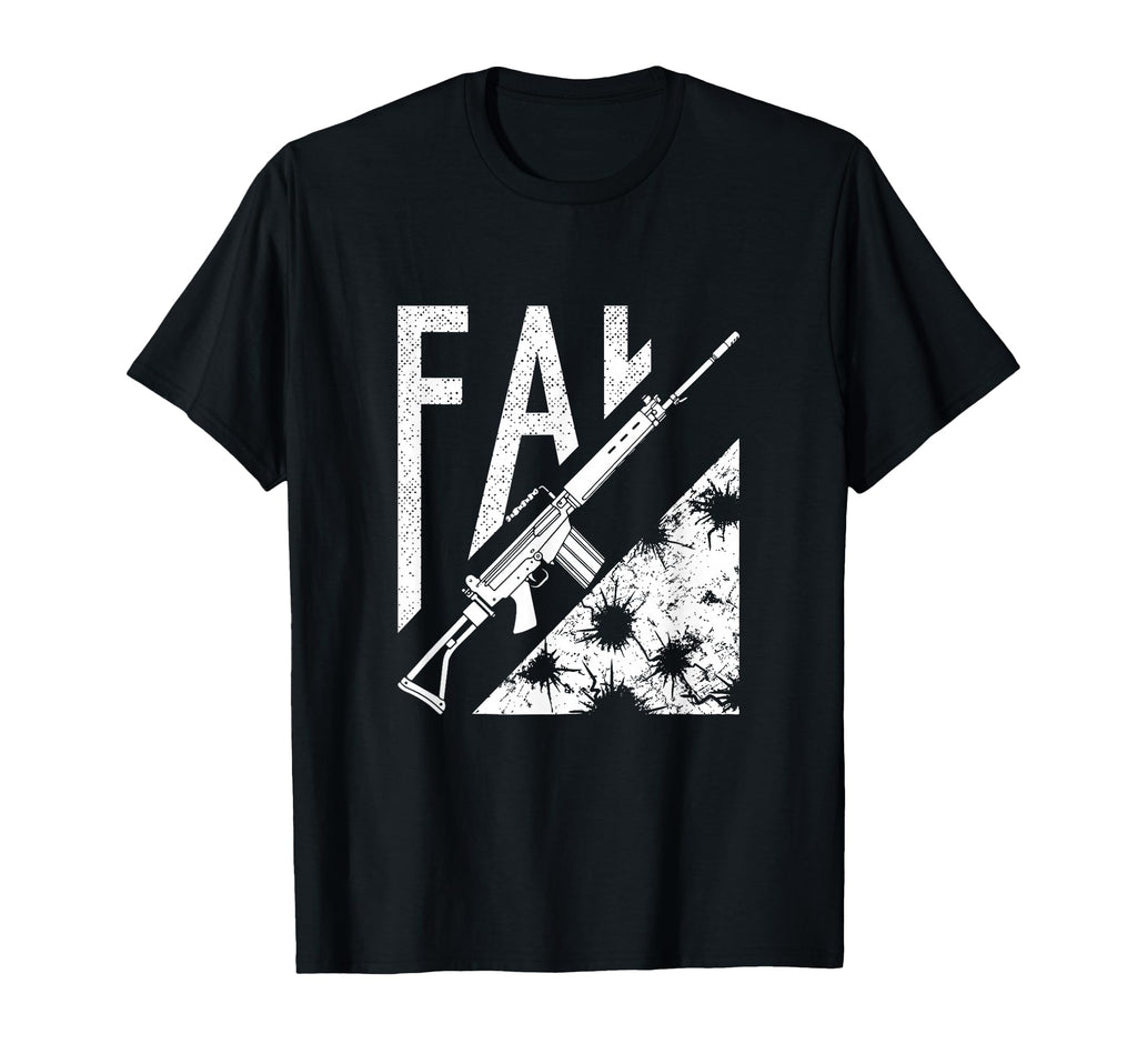 Fal Distressed Military Rifle T-Shirt - Fun Novelty Design for Adults - T-Shirt, Sweatshirt, Hoodie