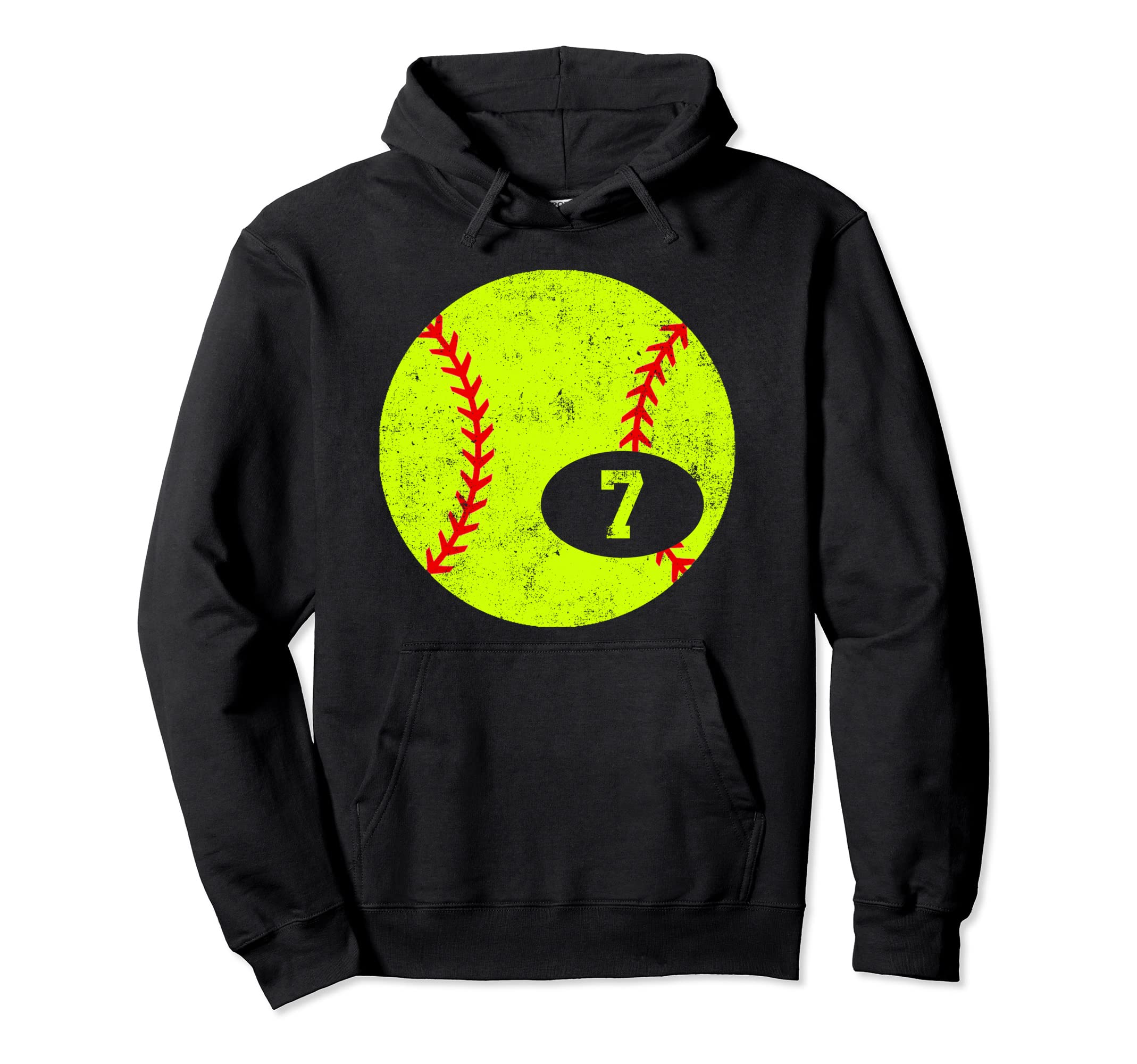 Softball Sport 7 Jersey Number Hoodie - Minimalist Print for Adults - T-Shirt, Sweatshirt, Hoodie