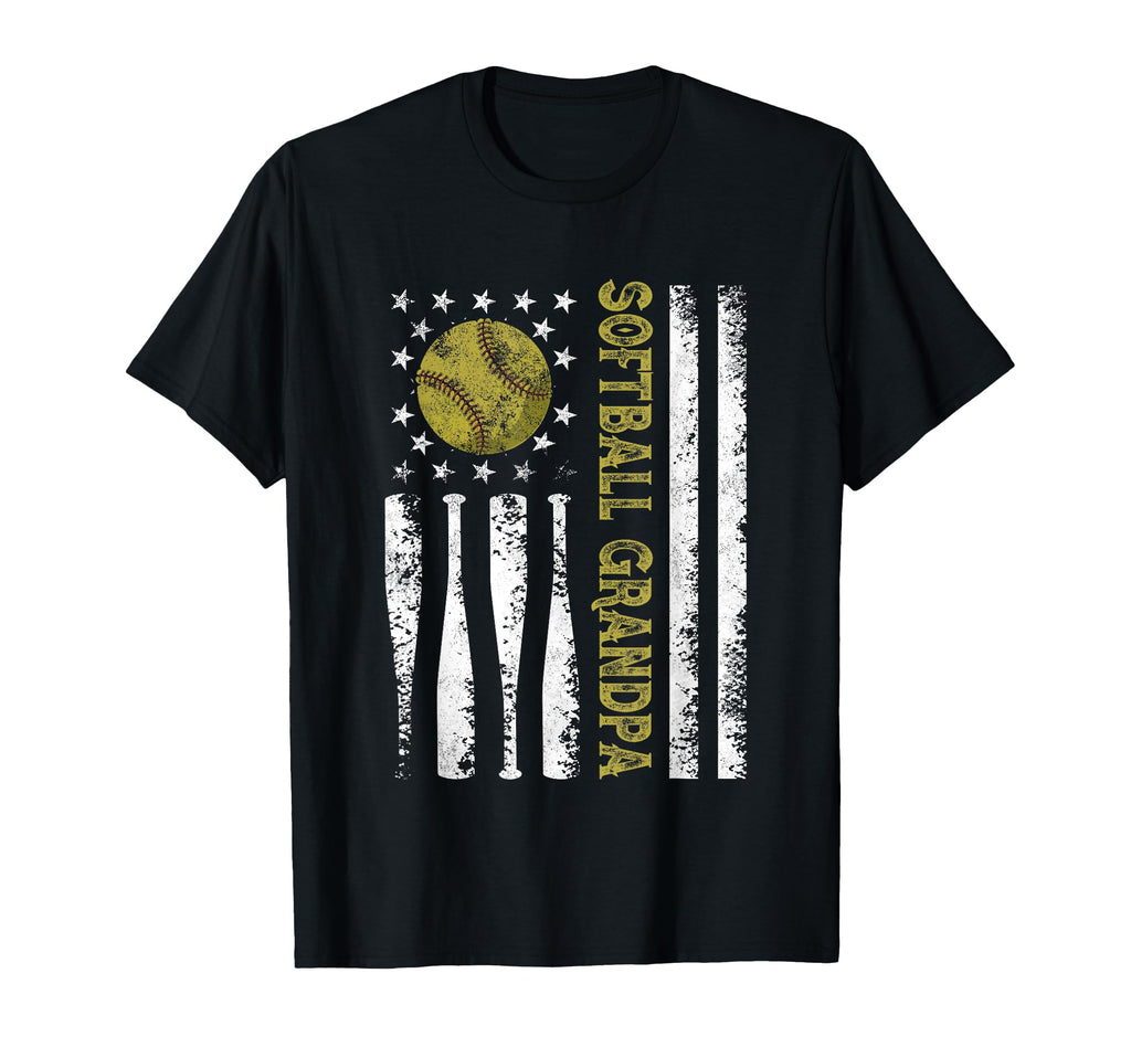 Distressed Usa American Flag Softball T-Shirt - Custom Art Print Unisex - T-Shirt, Sweatshirt, Hoodie