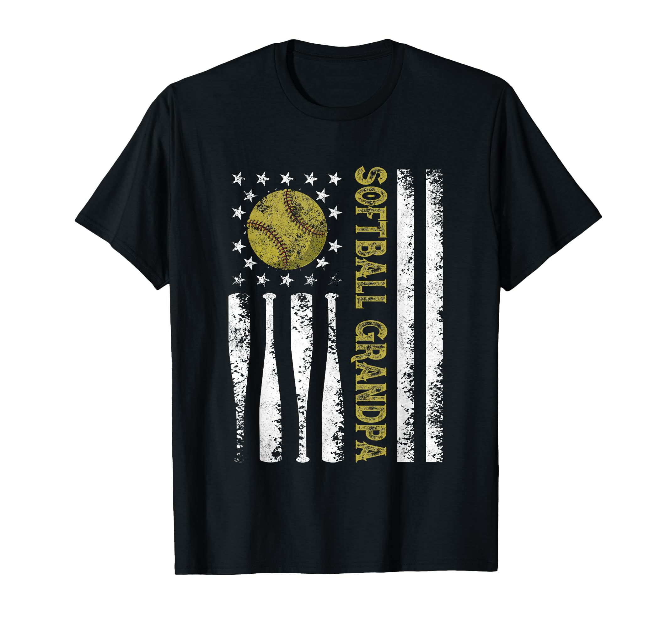 Distressed Usa American Flag Softball T-Shirt - Custom Art Print Unisex - T-Shirt, Sweatshirt, Hoodie