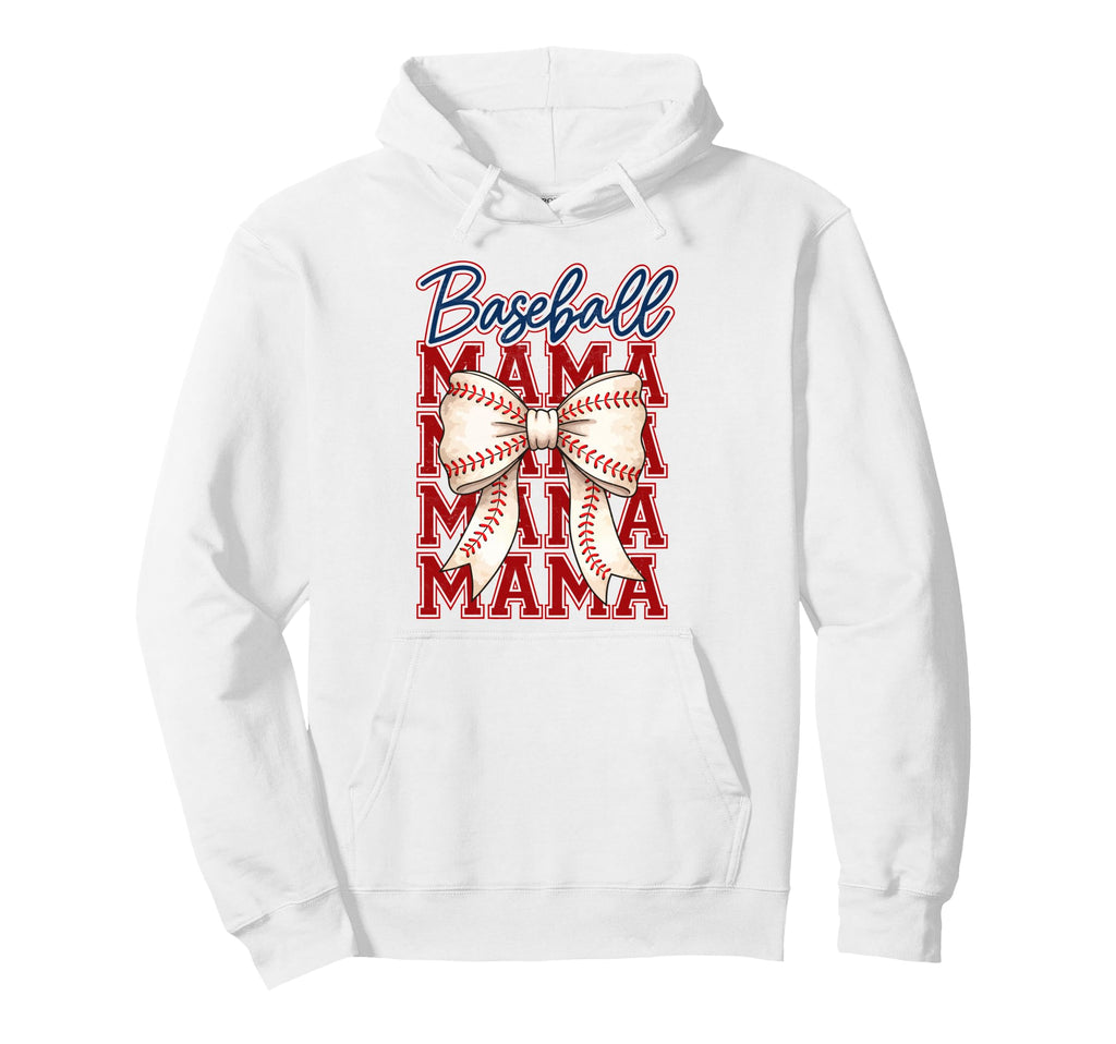 Baseball Mama Coquette Bow Hoodie - Casual Everyday Wear Men Women - T-Shirt, Sweatshirt, Hoodie