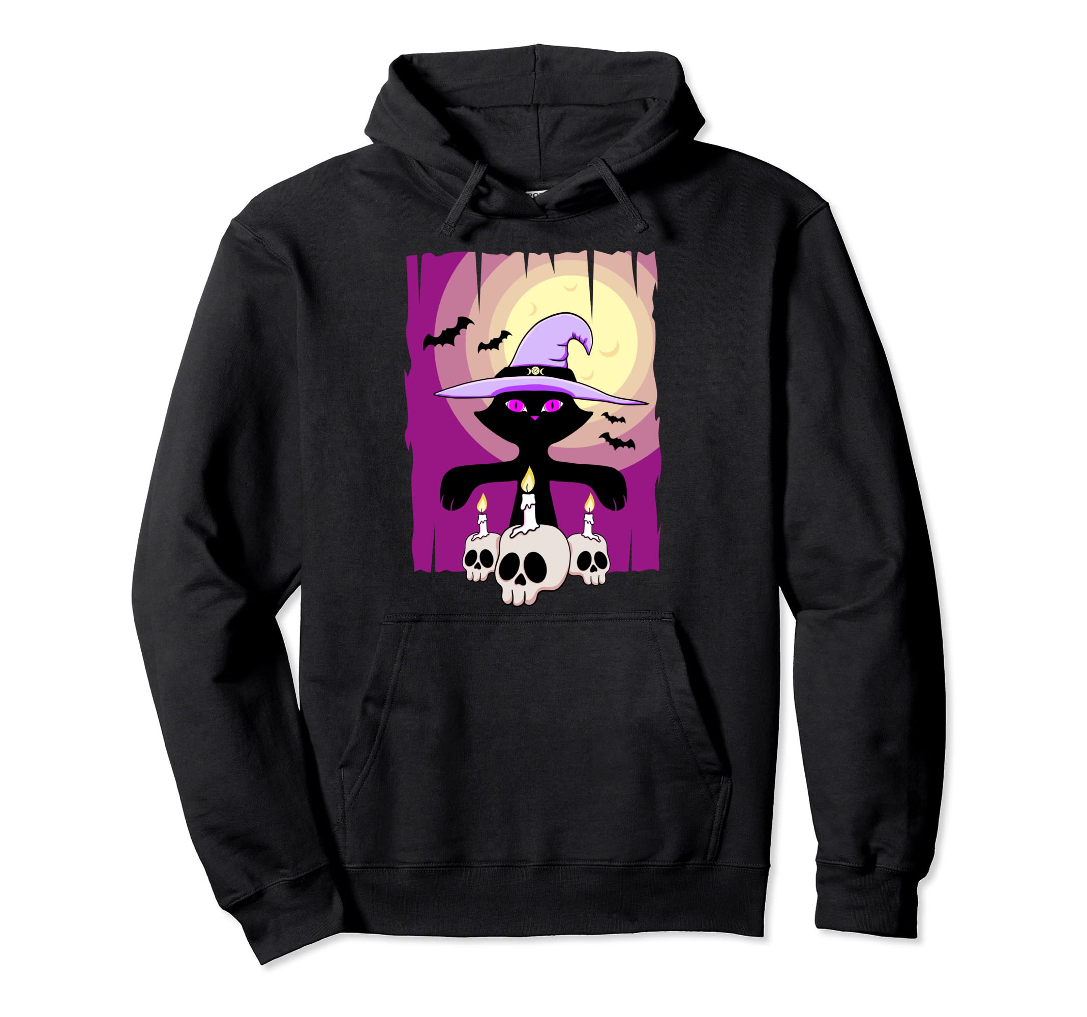 Witch Cat Kawaii Pastel Goth Anime Hoodie - Aesthetic Graphic for Adults - T-Shirt, Sweatshirt, Hoodie