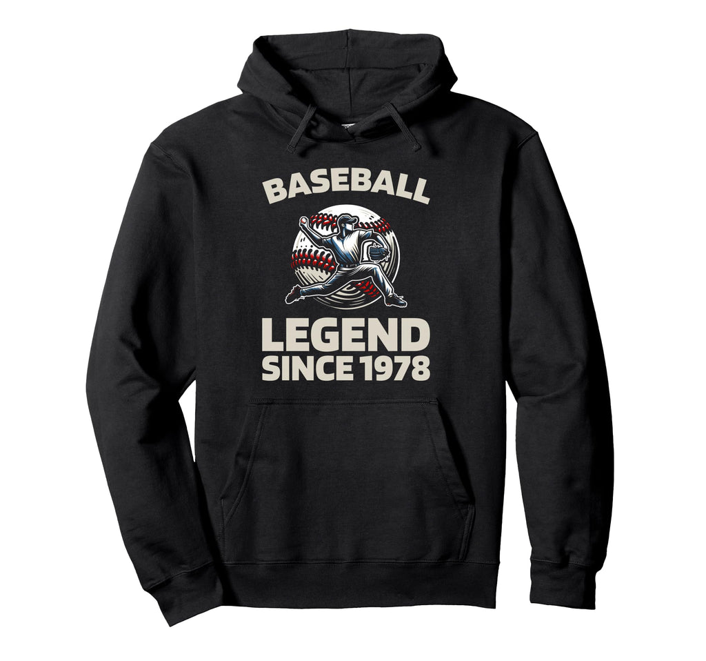Born 1978 Baseball Baseballer Team Hoodie - Minimalist Print for Adults - T-Shirt, Sweatshirt, Hoodie
