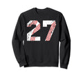 Baseball 27 Jersey Number Sweatshirt - Fun Novelty Design for Adults - T-Shirt, Sweatshirt, Hoodie