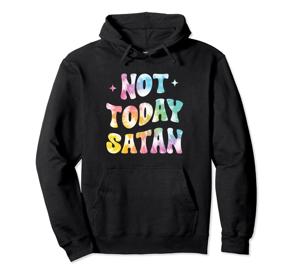 Not Today Satan Groovy Tie Dye Hoodie - Minimalist Print for Adults - T-Shirt, Sweatshirt, Hoodie