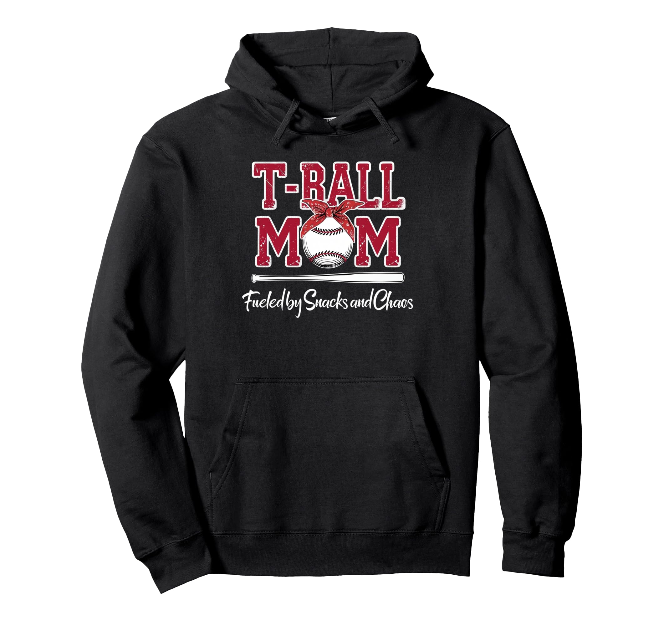 T Ball Mom Fueled Snacks And Chaos Hoodie - Fun Novelty Design for Adults - T-Shirt, Sweatshirt, Hoodie