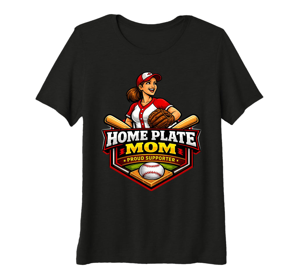 Womens Home Plate Baseball Mom T-Shirt - Casual Everyday Wear for Adults - T-Shirt, Sweatshirt, Hoodie