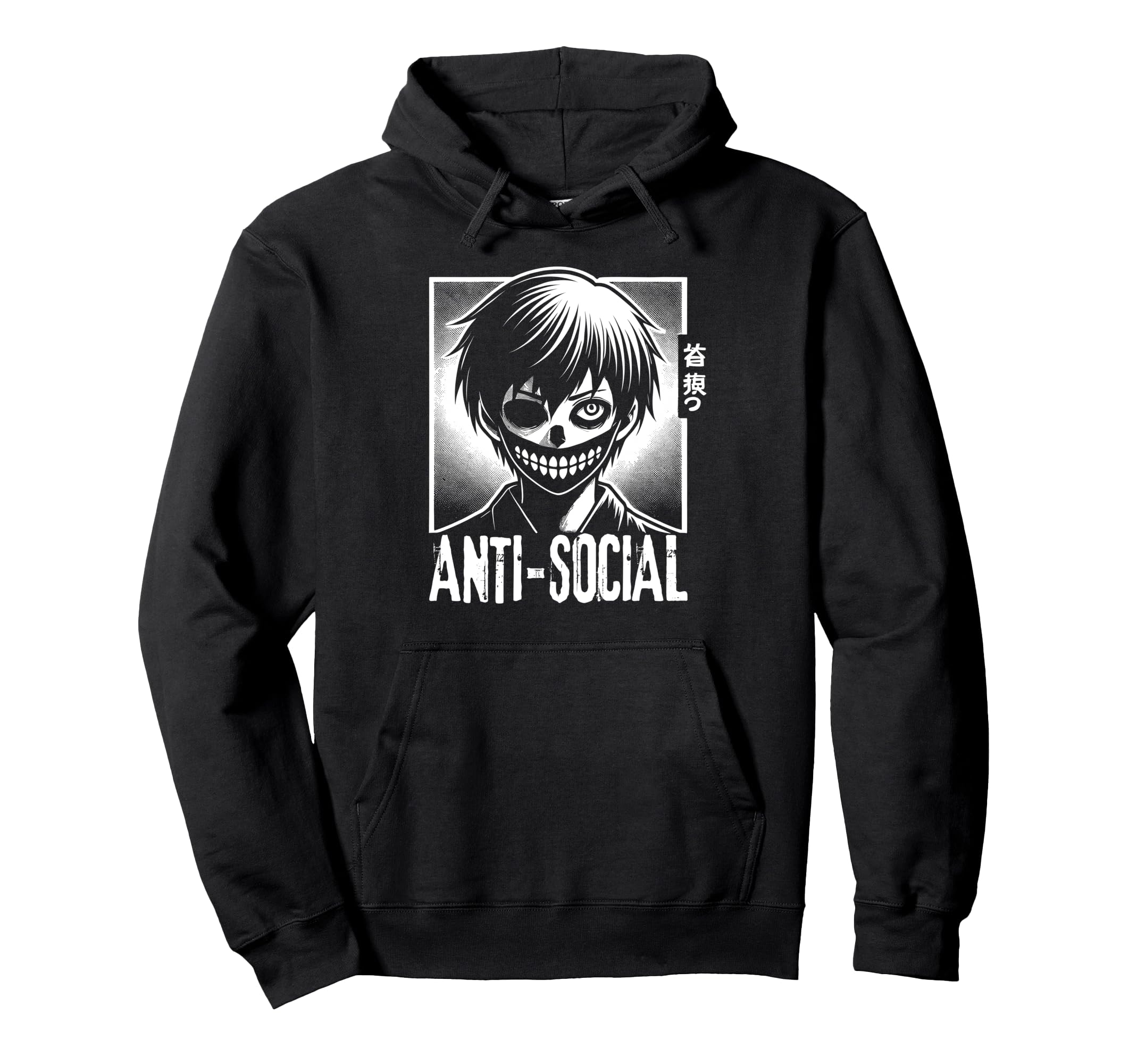 Anti Social Japanese Kanji Vaporwave Hoodie - Unique Graphic Men Women - T-Shirt, Sweatshirt, Hoodie