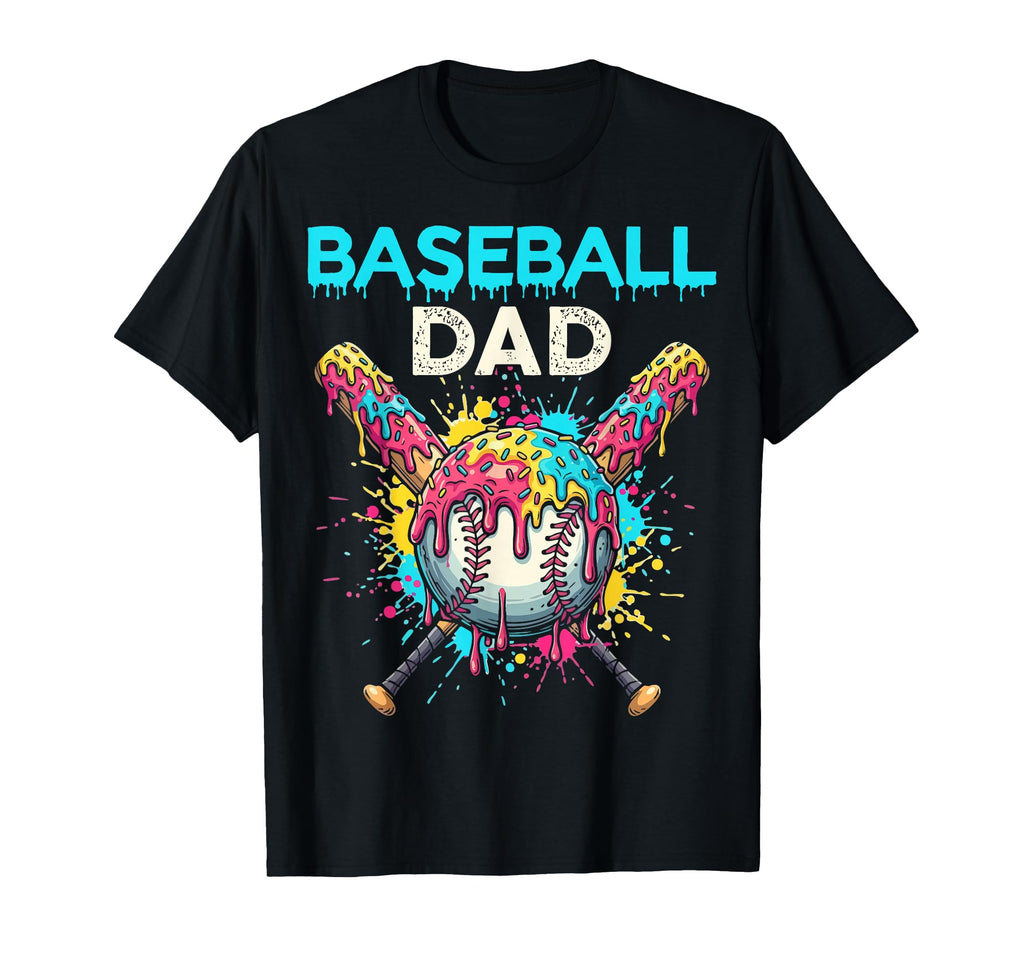 Baseball Dad Ice Cream Drip Crossed T-Shirt - Trendy Graphic Men Women - T-Shirt, Sweatshirt, Hoodie