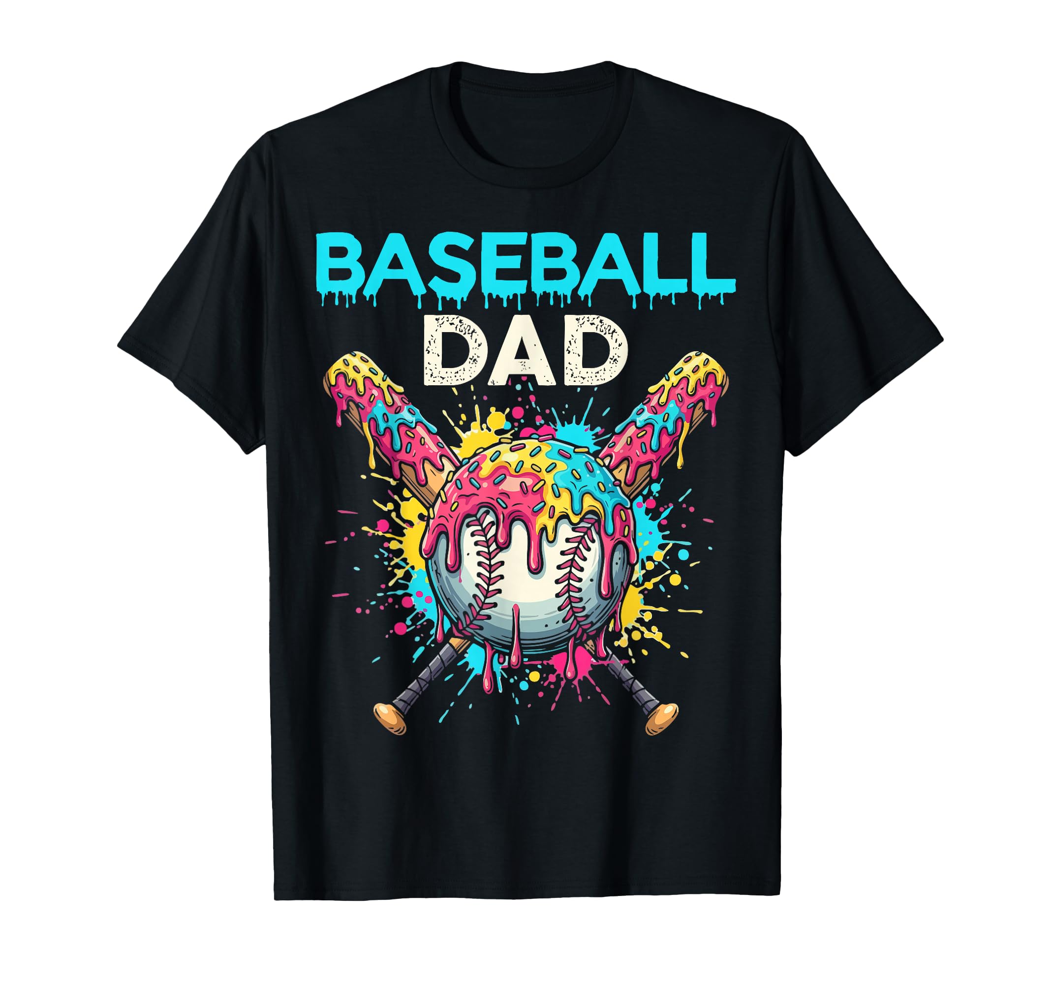 Baseball Dad Ice Cream Drip Crossed T-Shirt - Trendy Graphic Men Women - T-Shirt, Sweatshirt, Hoodie