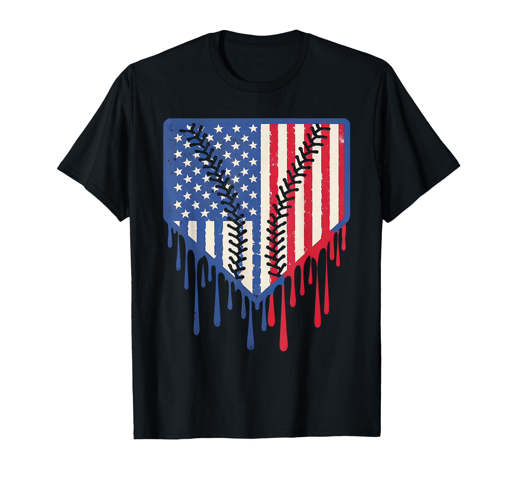 Funny Baseball Drip Ice Cream Patriotic T-Shirt - Custom Art Print Unisex - T-Shirt, Sweatshirt, Hoodie