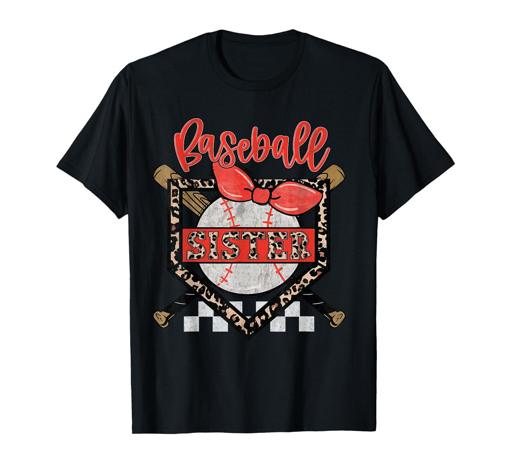 Baseball Sister Ball Bow Leopard T-Shirt - Aesthetic Graphic for Adults - T-Shirt, Sweatshirt, Hoodie