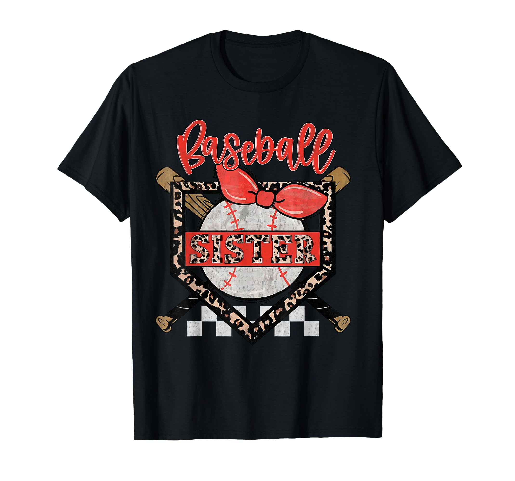 Baseball Sister Ball Bow Leopard T-Shirt - Aesthetic Graphic for Adults - T-Shirt, Sweatshirt, Hoodie
