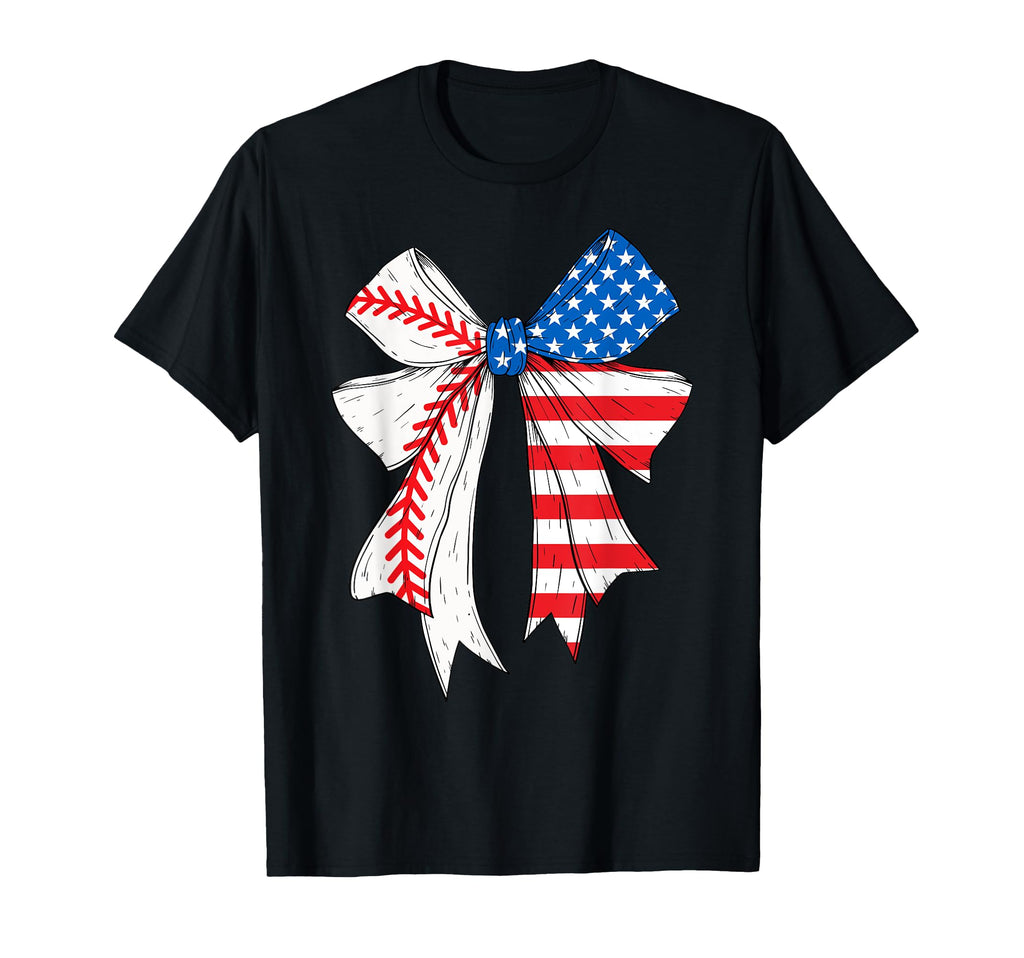 Baseball 4Th July Coquette Bow Baseball T-Shirt - Unique Graphic Men Women - T-Shirt, Sweatshirt, Hoodie
