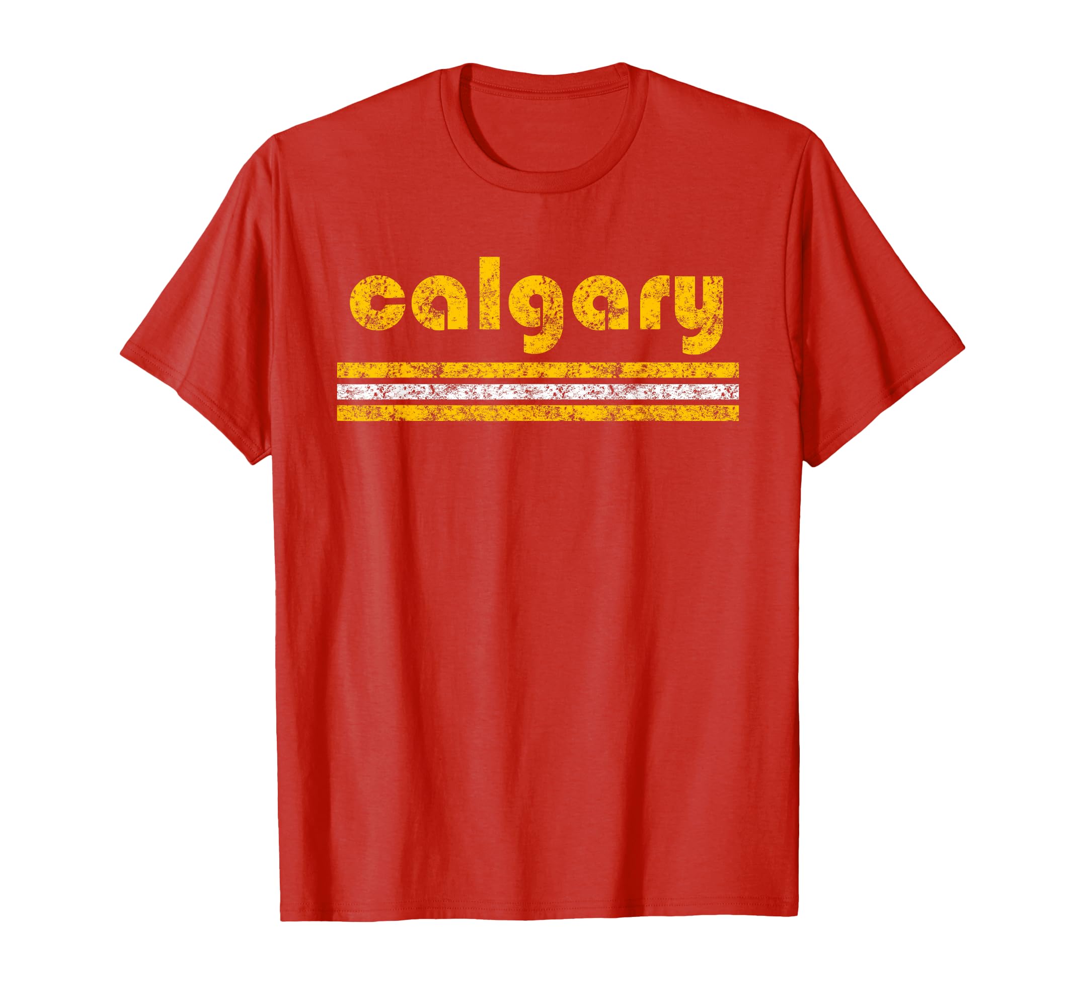 Calgary Canada Three Stripe Weathered T-Shirt - Custom Art Print for Adults - T-Shirt, Sweatshirt, Hoodie