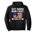 Hit Hard Run Fast Turn Left Baseball Hoodie - Trendy Graphic Men Women - T-Shirt, Sweatshirt, Hoodie