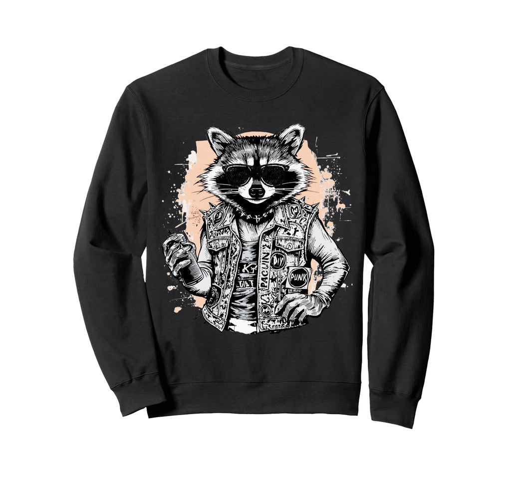 Grunge Rock Trash Panda Punk Sweatshirt - Minimalist Print for Adults - T-Shirt, Sweatshirt, Hoodie
