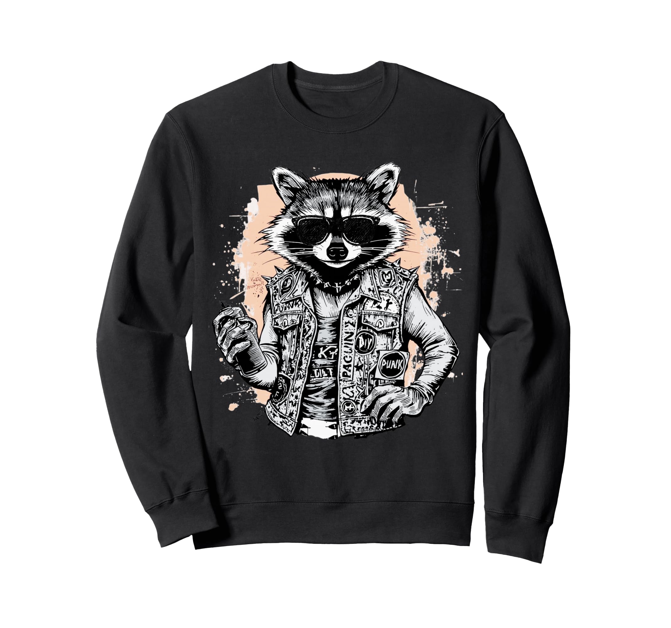 Grunge Rock Trash Panda Punk Sweatshirt - Minimalist Print for Adults - T-Shirt, Sweatshirt, Hoodie