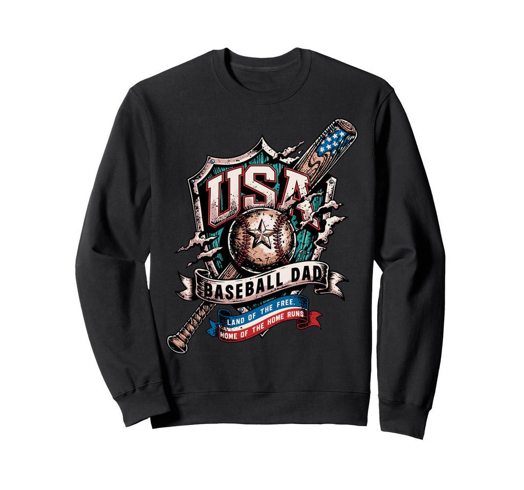 Usa American Baseball Dad Baseball Sweatshirt - Custom Art Print Men Women - T-Shirt, Sweatshirt, Hoodie