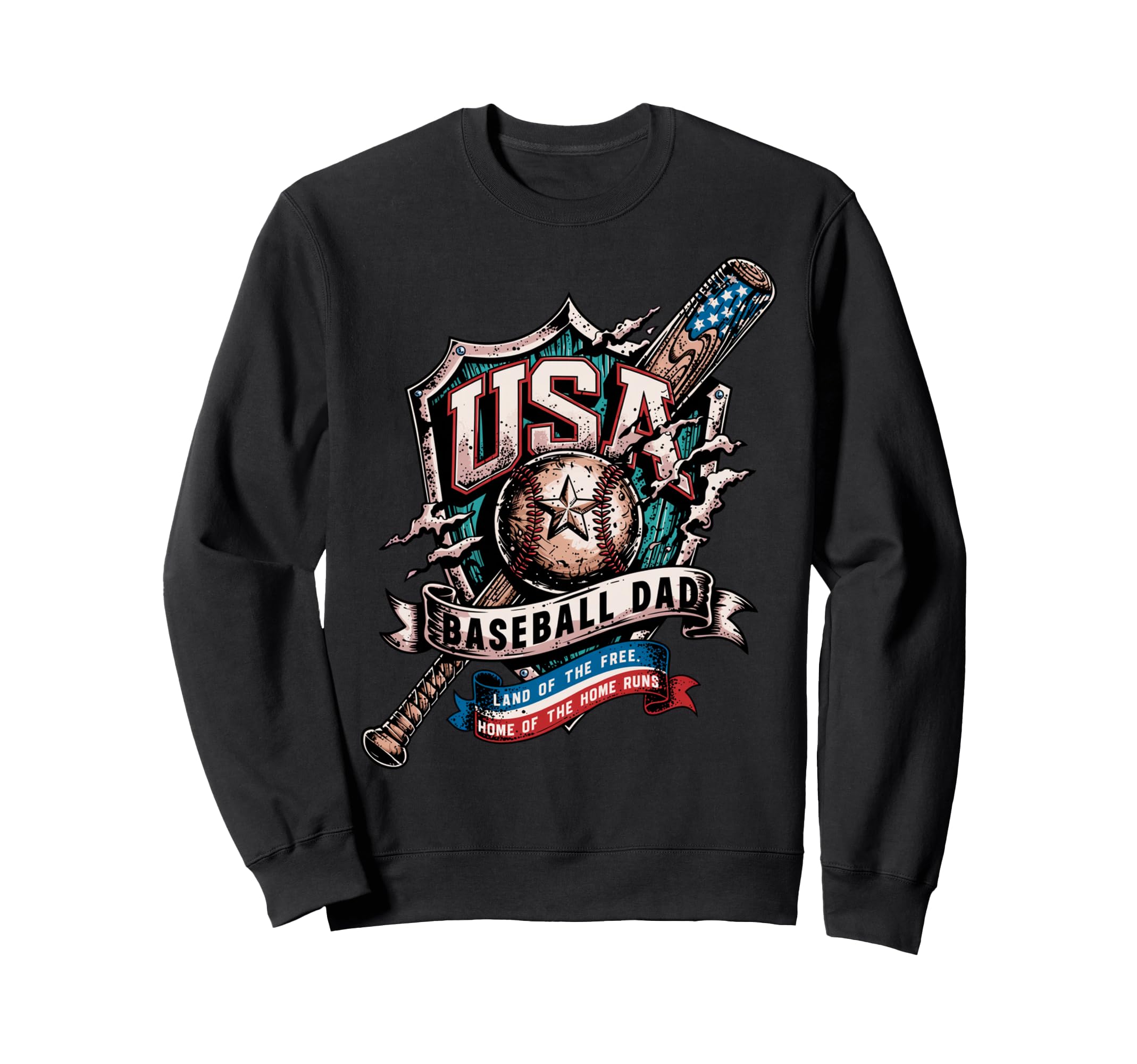 Usa American Baseball Dad Baseball Sweatshirt - Custom Art Print Men Women - T-Shirt, Sweatshirt, Hoodie