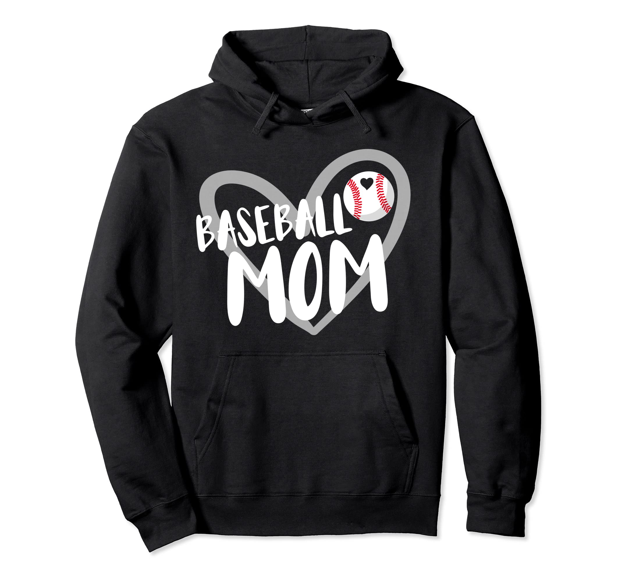 Baseball Mom Heart Hoodie - Unique Graphic Men Women - T-Shirt, Sweatshirt, Hoodie