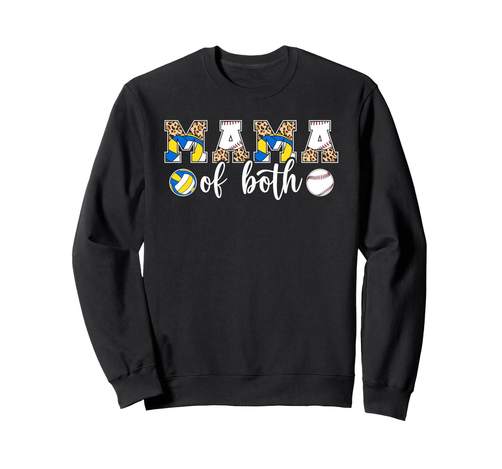Mama Both Leopard Volleyball Baseball Sweatshirt - Custom Art Print Unisex - T-Shirt, Sweatshirt, Hoodie