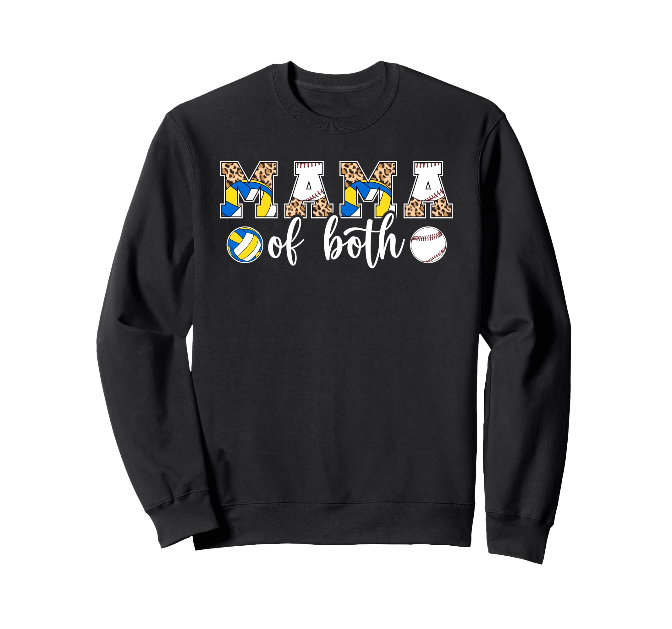 Mama Both Leopard Volleyball Baseball Sweatshirt - Custom Art Print Unisex - T-Shirt, Sweatshirt, Hoodie
