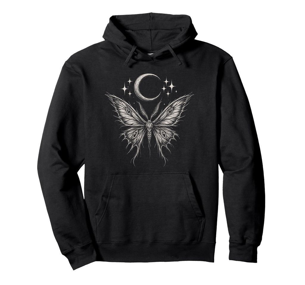 Lunar Moth Butterfly Moon Goth Alt Y2K Hoodie - Aesthetic Graphic Unisex - T-Shirt, Sweatshirt, Hoodie