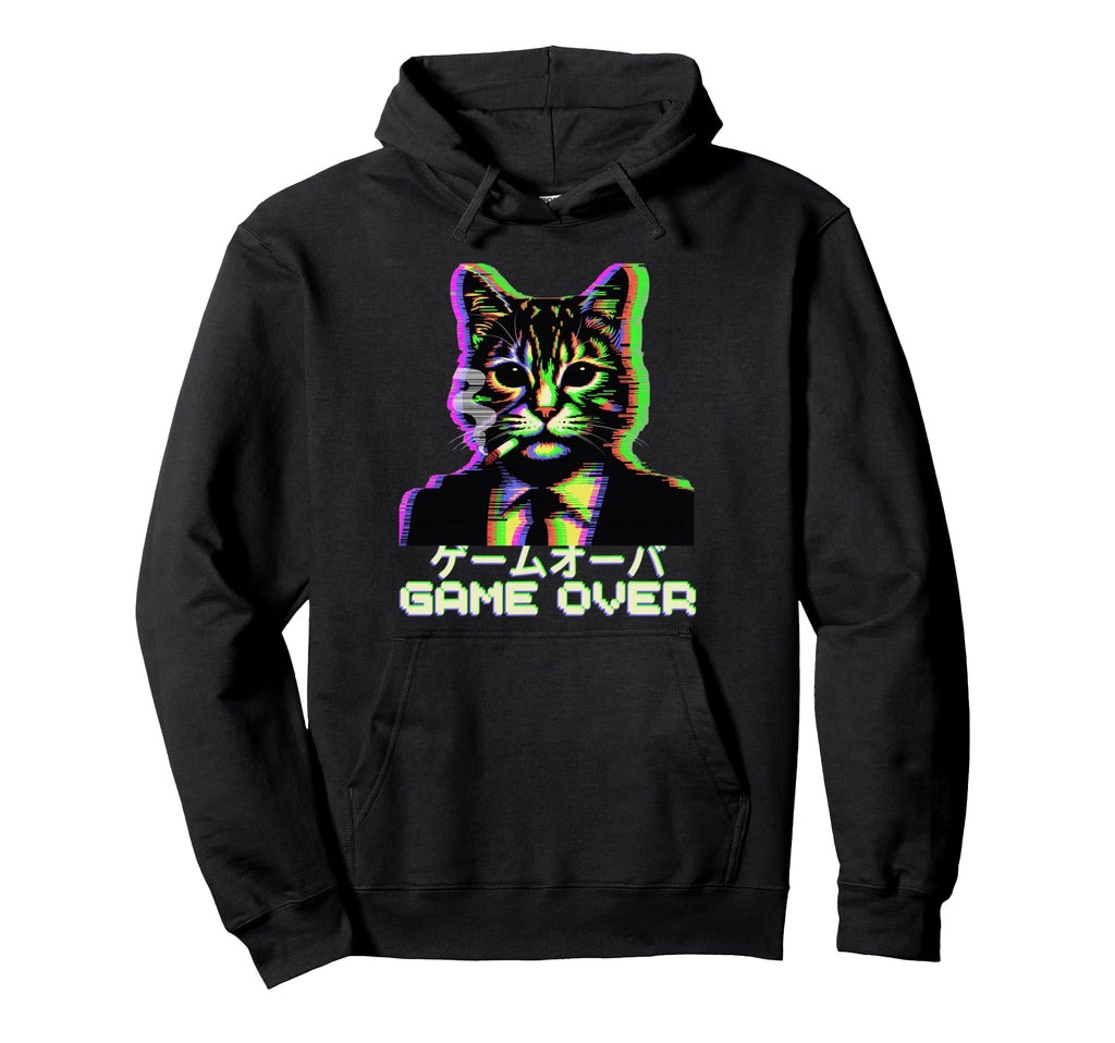 Japanese Vaporwave Cat Smoking Hoodie - Novelty Apparel Men Women - T-Shirt, Sweatshirt, Hoodie