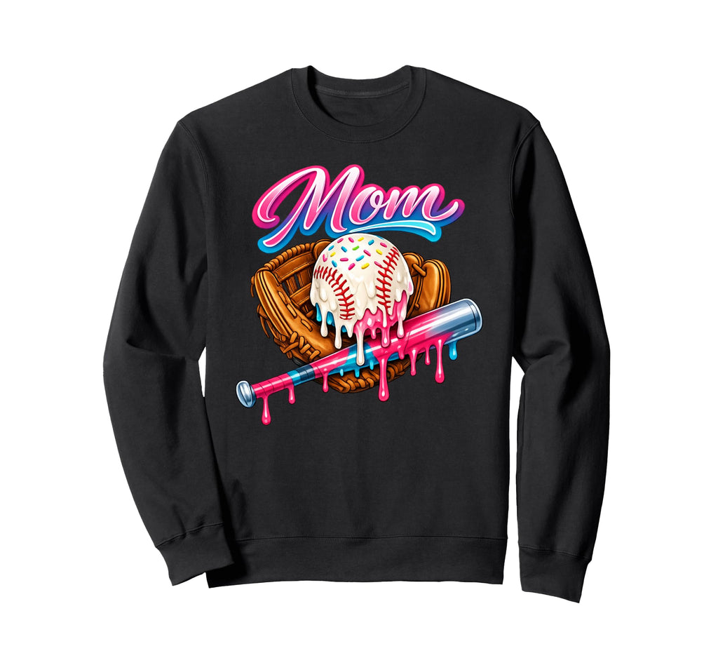 Baseball Mom Ice Cream Drip Sweatshirt - Casual Everyday Wear Unisex - T-Shirt, Sweatshirt, Hoodie