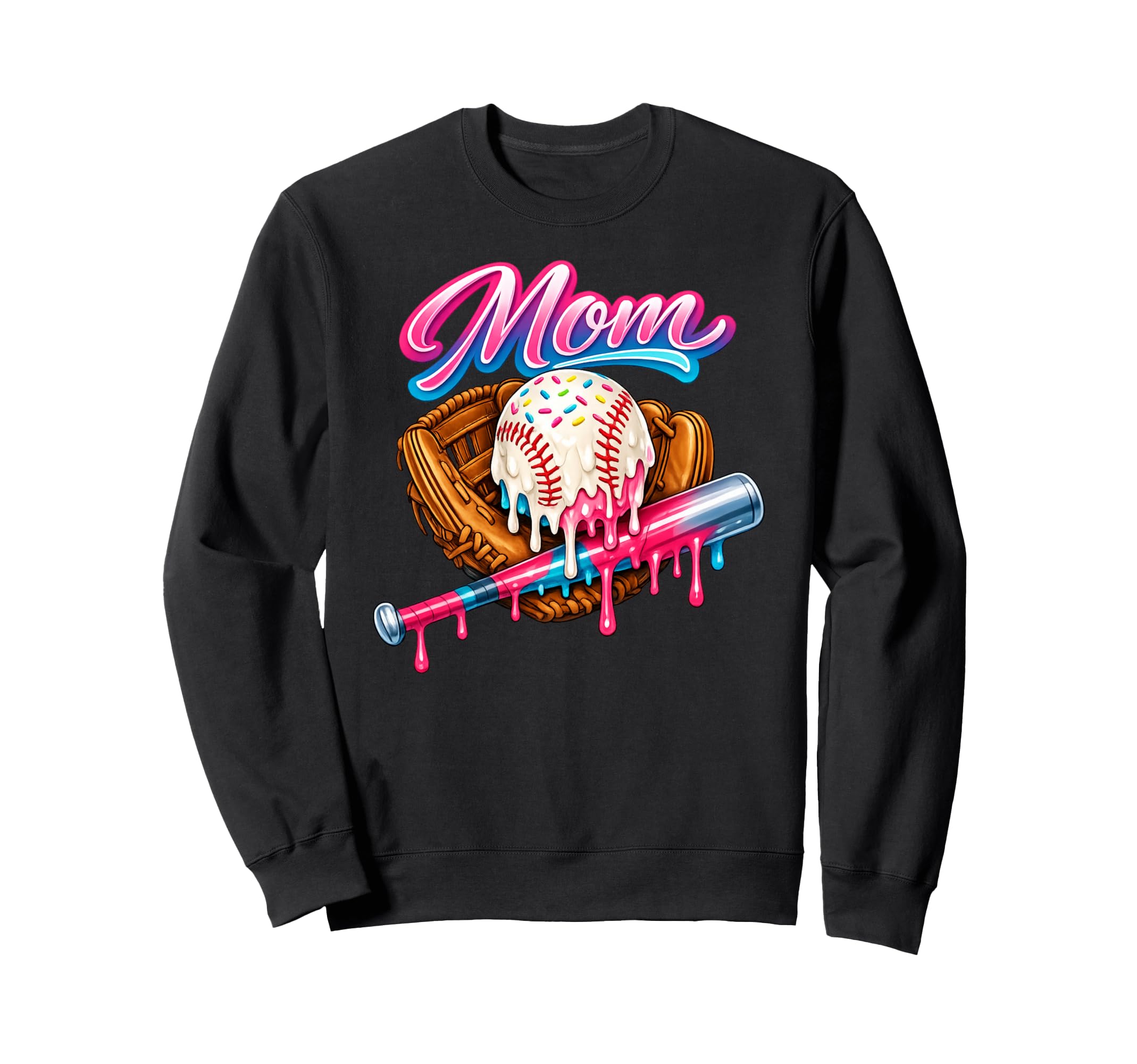 Baseball Mom Ice Cream Drip Sweatshirt - Casual Everyday Wear Unisex - T-Shirt, Sweatshirt, Hoodie