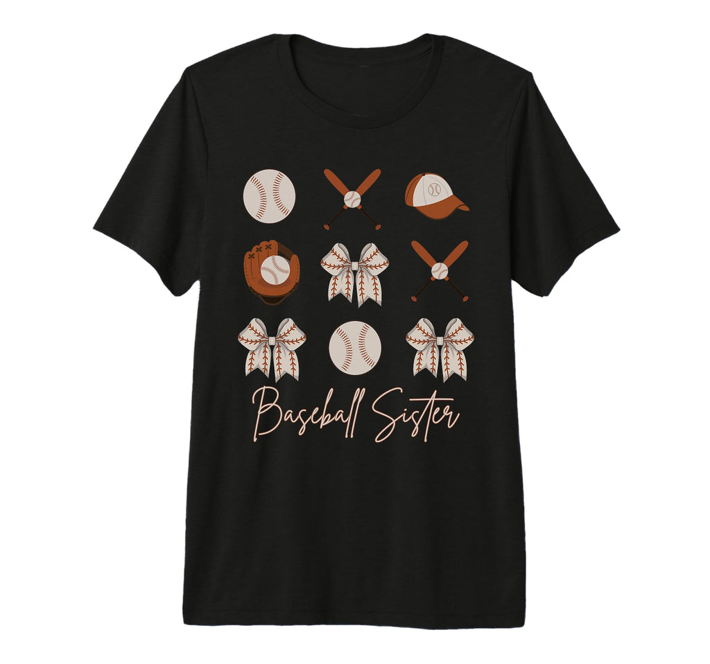Baseball Sister Coquette Bow Cheer T-Shirt - Custom Art Print Men Women - T-Shirt, Sweatshirt, Hoodie