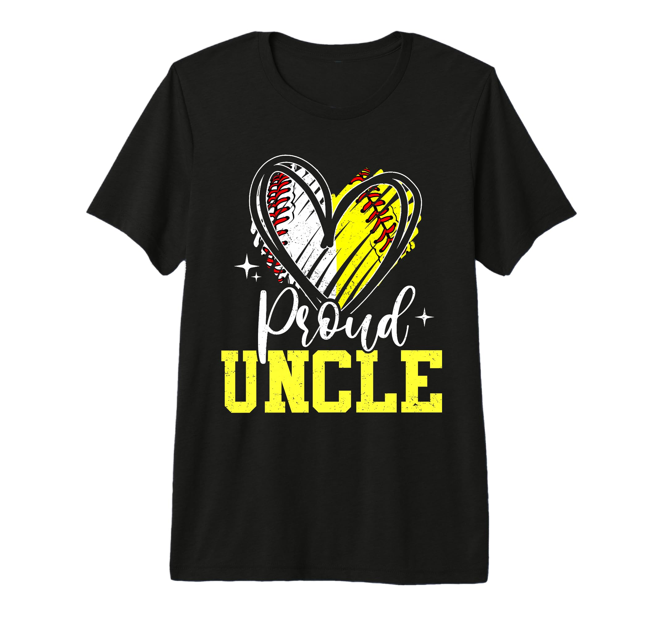 Proud Uncle Baseball Softball Heart T-Shirt - Minimalist Print Men Women - T-Shirt, Sweatshirt, Hoodie