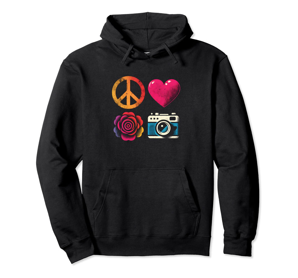 Peace Love And Camera Peace Symbol Hoodie - Custom Art Print Men Women - T-Shirt, Sweatshirt, Hoodie