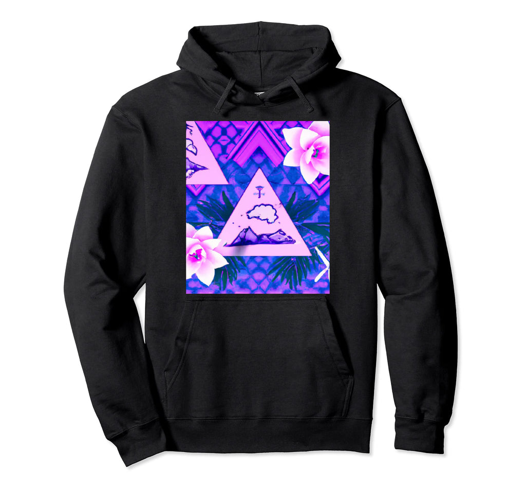 Hawaii Vaporwave Sunset Synthwave Hawaiian Hoodie - Novelty Apparel Unisex - T-Shirt, Sweatshirt, Hoodie