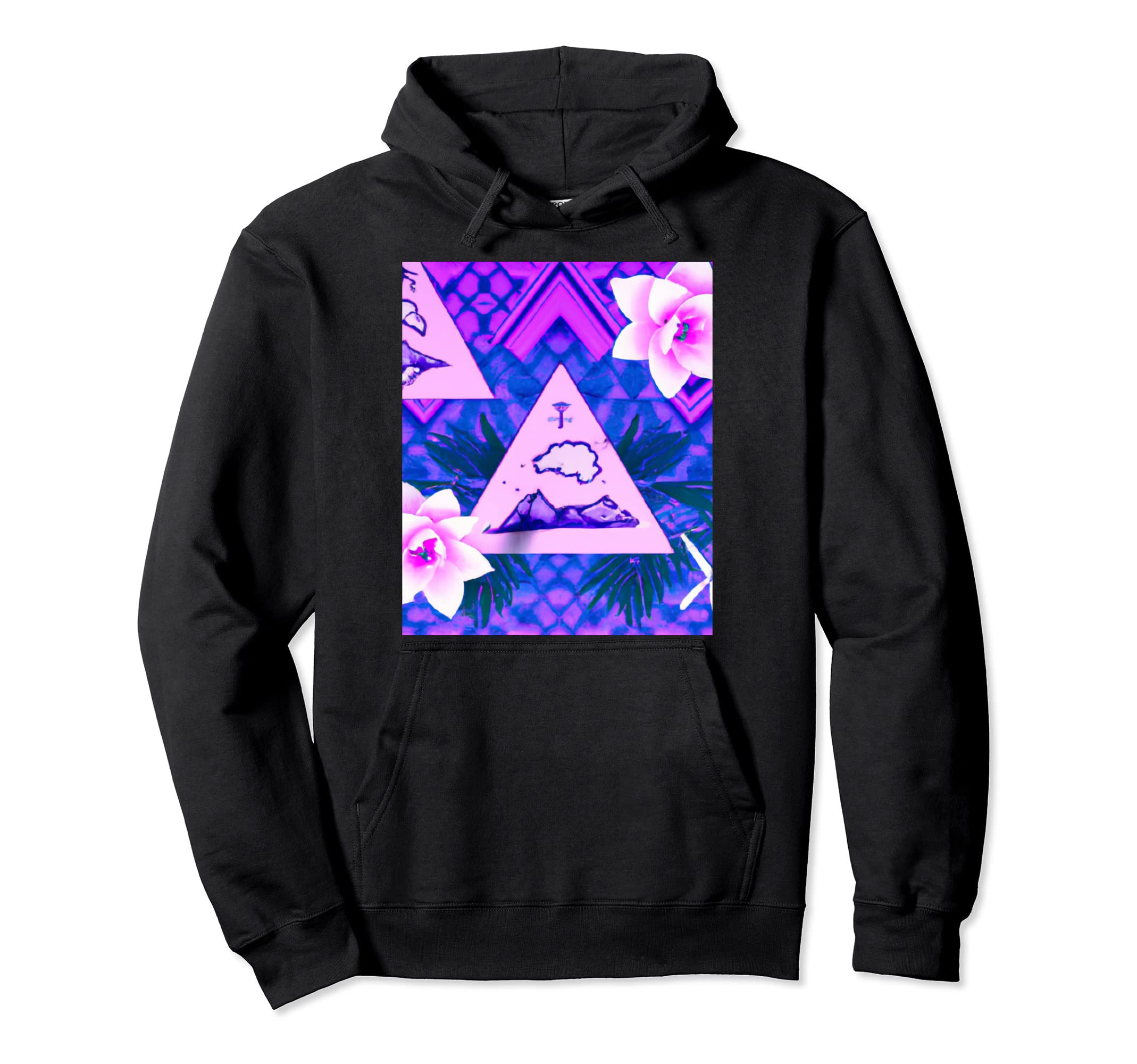 Hawaii Vaporwave Sunset Synthwave Hawaiian Hoodie - Novelty Apparel Unisex - T-Shirt, Sweatshirt, Hoodie