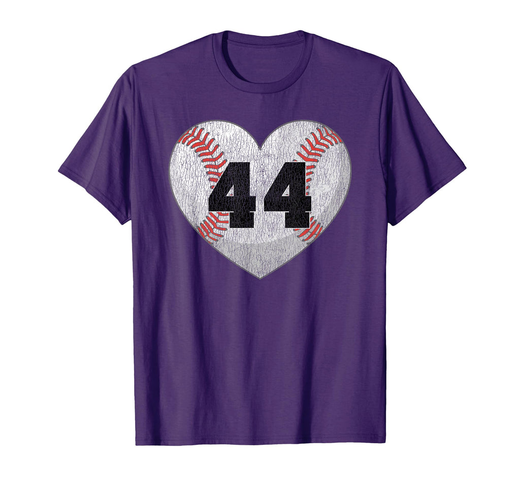 Baseball Number 44 Distressed Heart T-Shirt - Aesthetic Graphic Men Women - T-Shirt, Sweatshirt, Hoodie