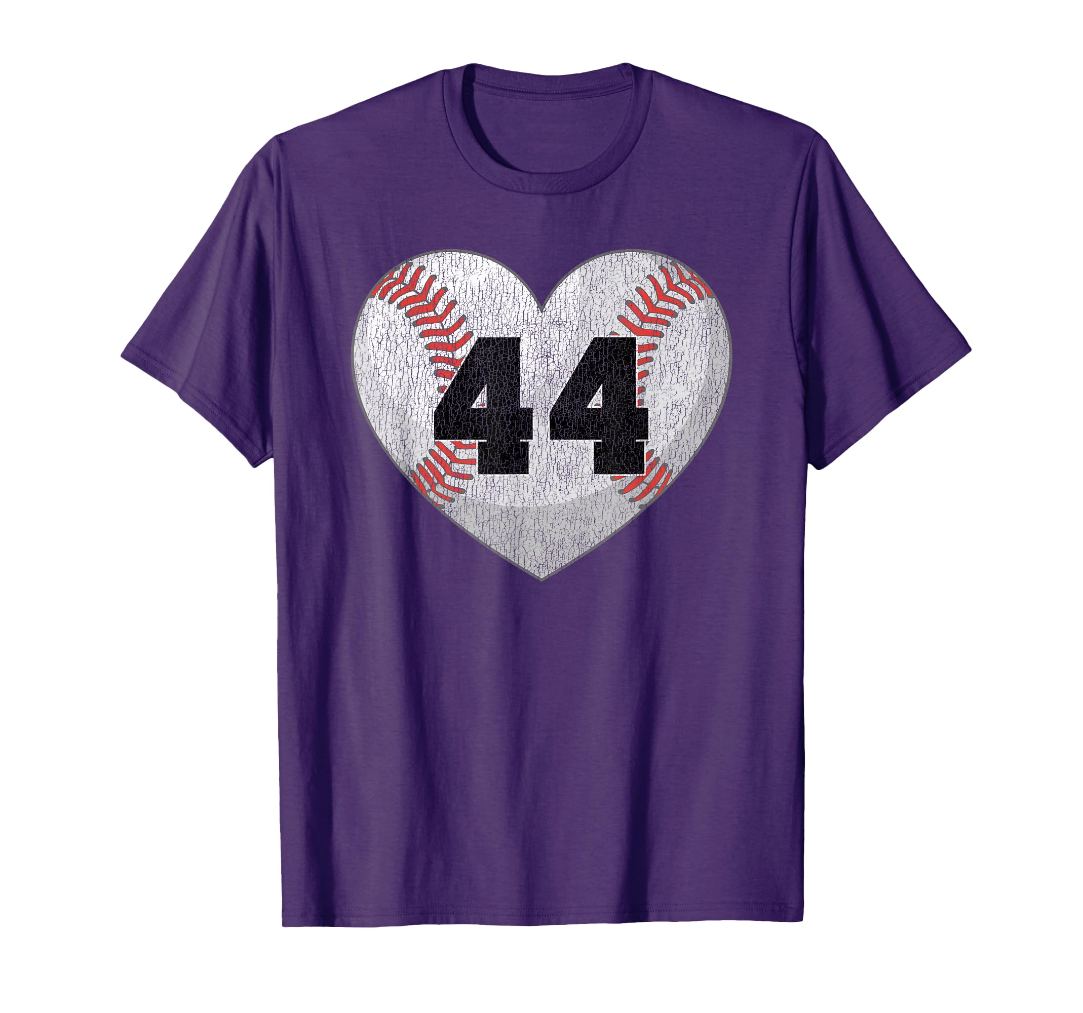 Baseball Number 44 Distressed Heart T-Shirt - Aesthetic Graphic Men Women - T-Shirt, Sweatshirt, Hoodie