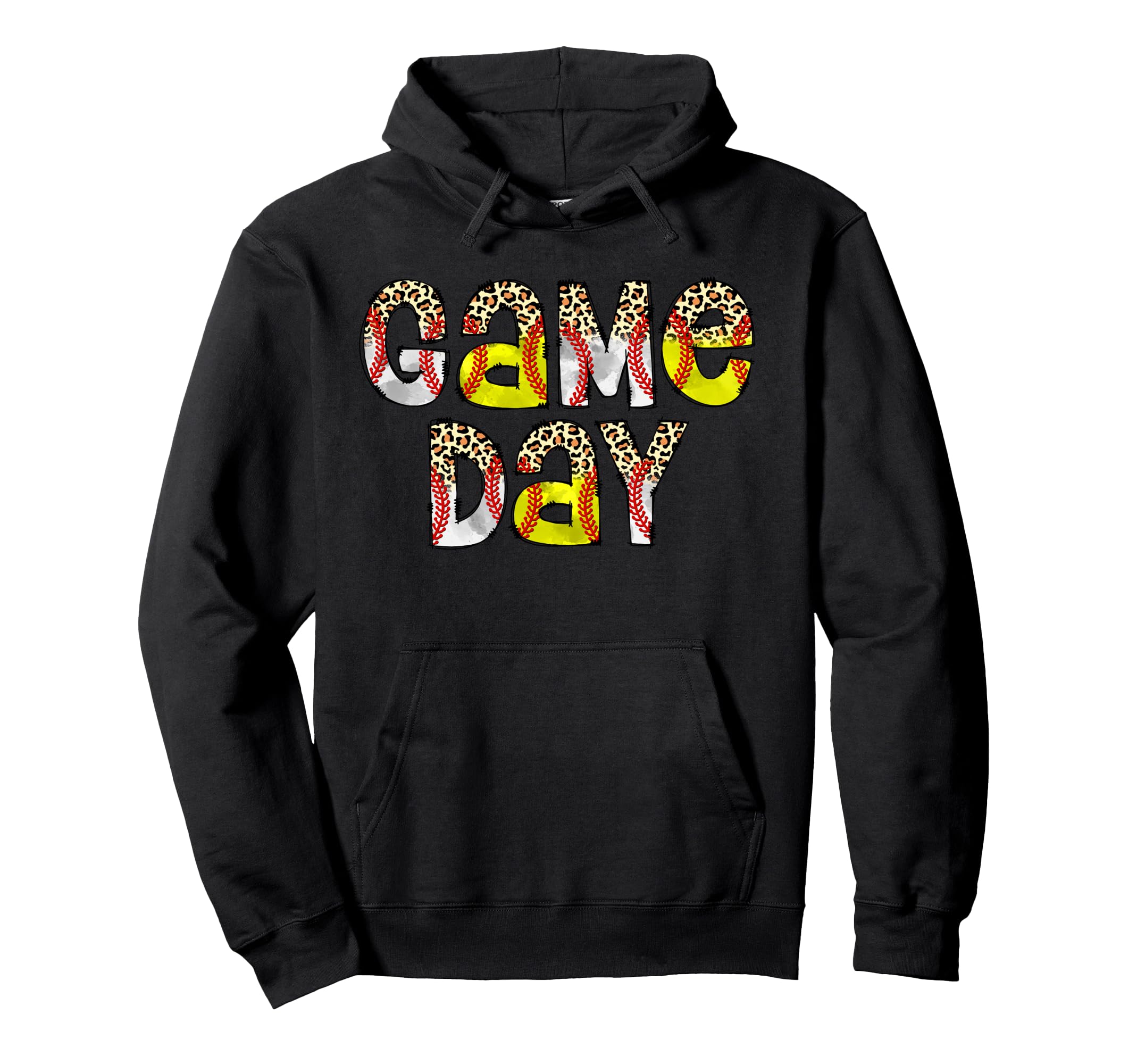 Game Day Leopard Baseball Softball Mom Hoodie - Custom Art Print Unisex - T-Shirt, Sweatshirt, Hoodie