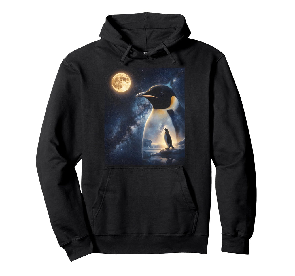 90S Penguin Howling Moon Y2K Aesthetic Hoodie - Novelty Apparel Men Women - T-Shirt, Sweatshirt, Hoodie