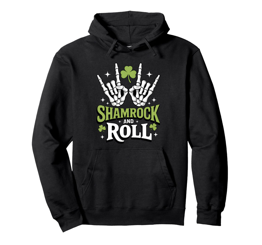 Shamrock And Roll Funny St Patricks Hoodie - Aesthetic Graphic for Adults - T-Shirt, Sweatshirt, Hoodie